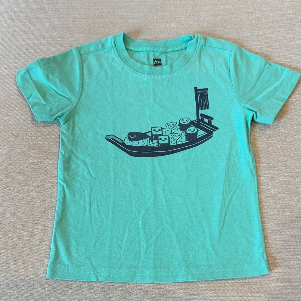 Tea Collection Turquoise Kids T-Shirt with Sushi Graphic
